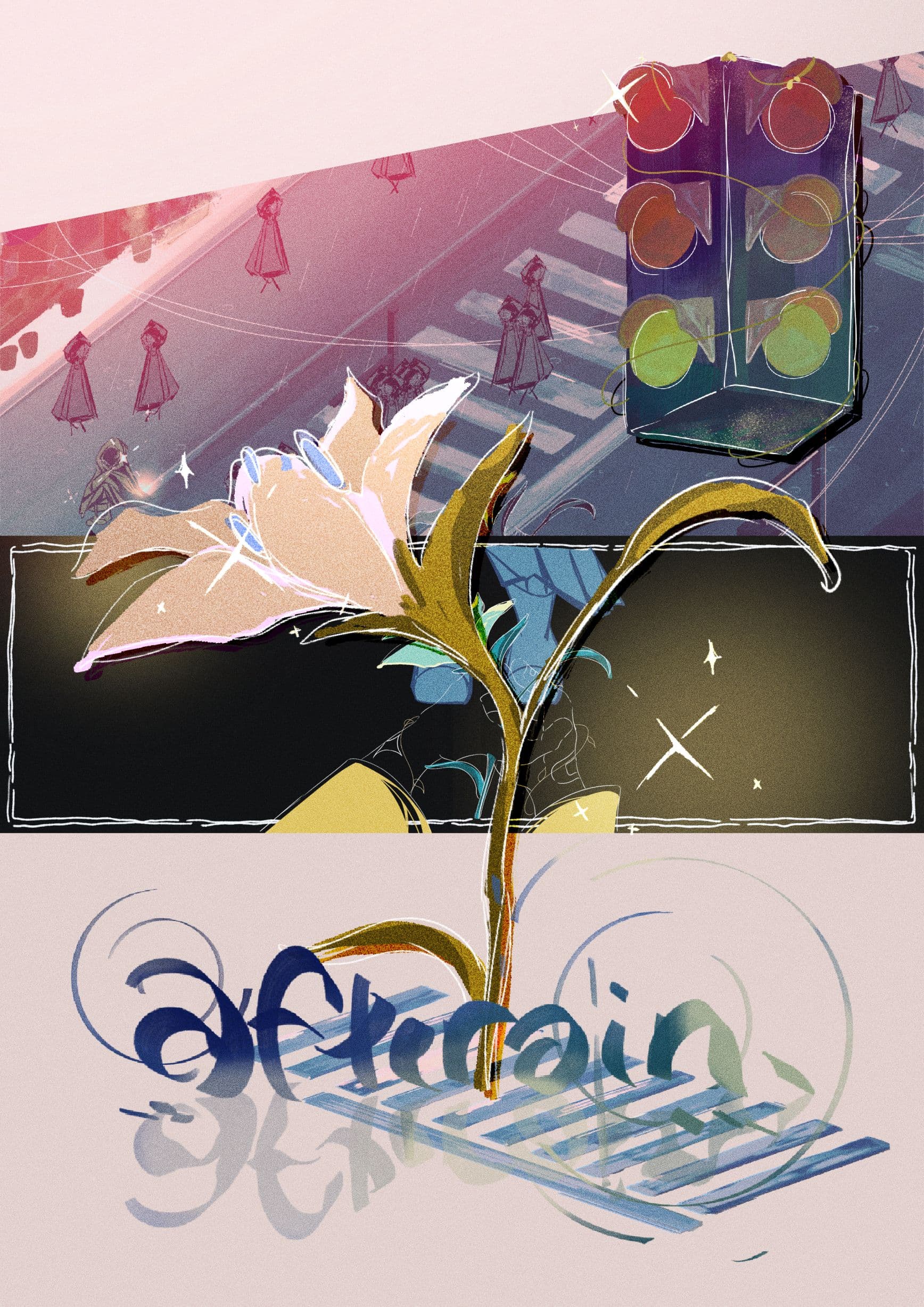 Poster design for game 'afterain,'