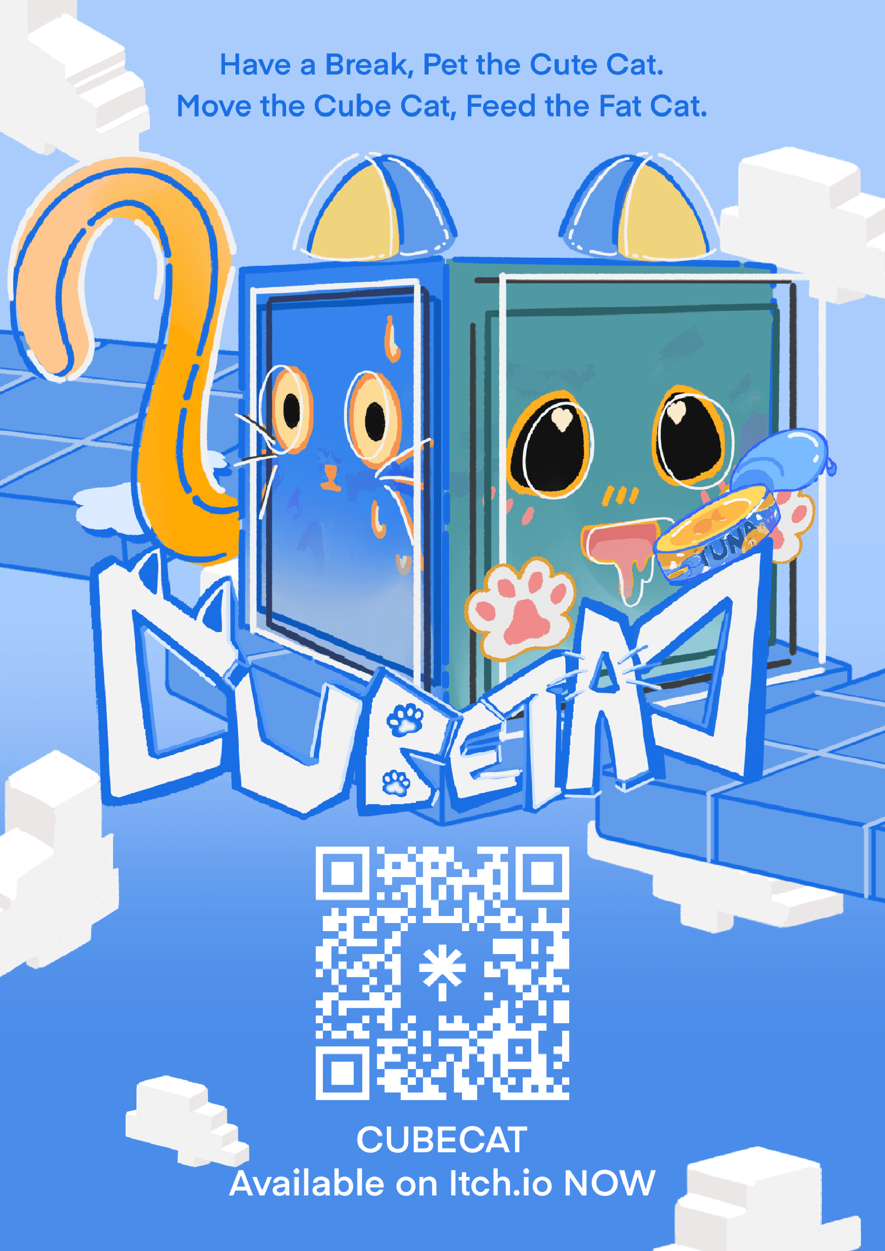 Promotion poster for game 'CUBECAT', handed out at LEVEL UP KL 2025