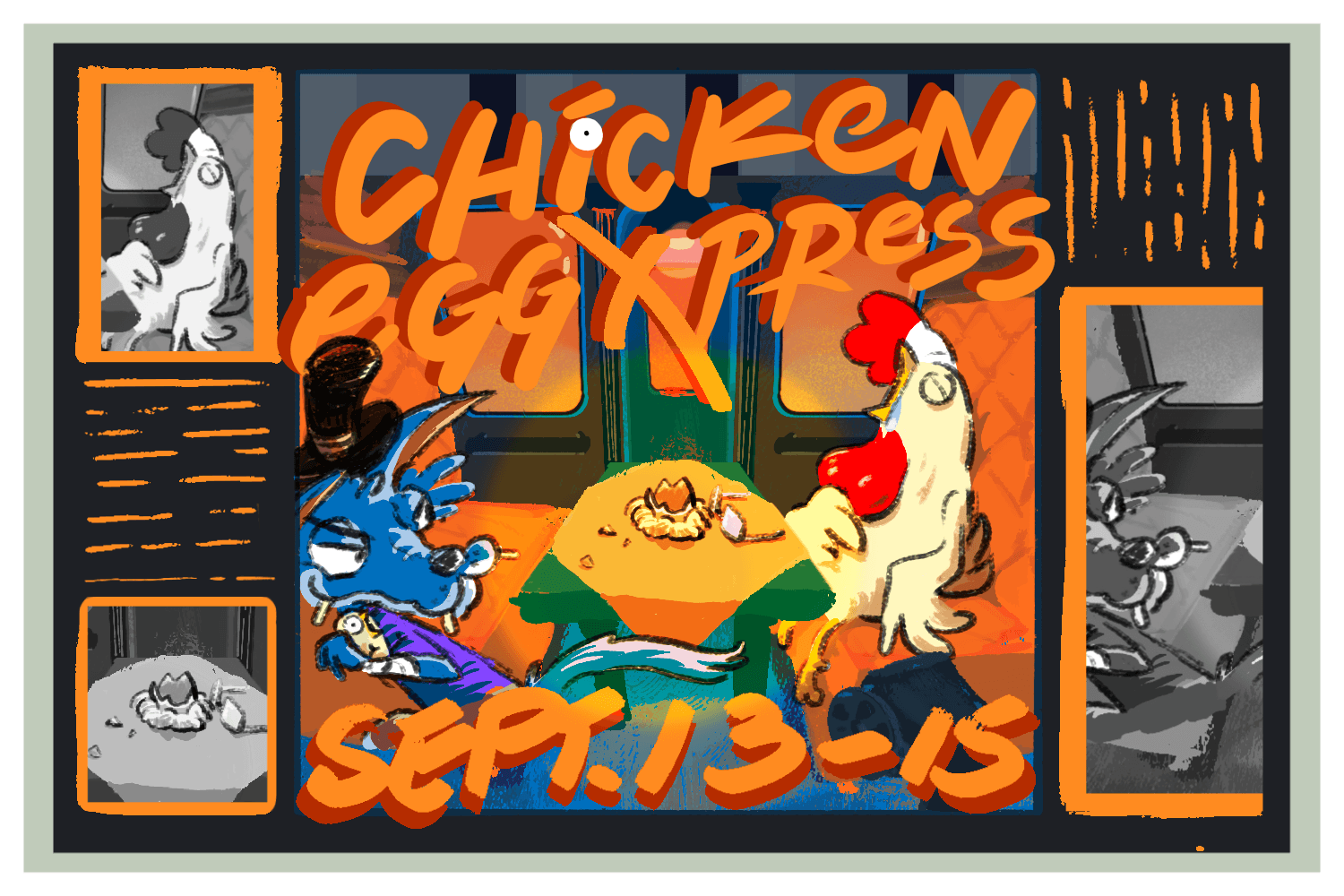 Exhibition Poster for game 'Chicken EggXpress', showcased at LEVEL UP PLAY KL 2024